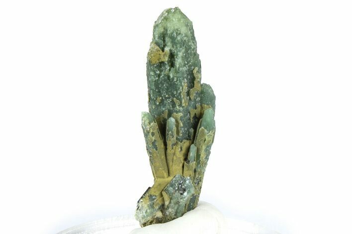 Green Hedenbergite Included Quartz Cluster - Mongolia #366520
